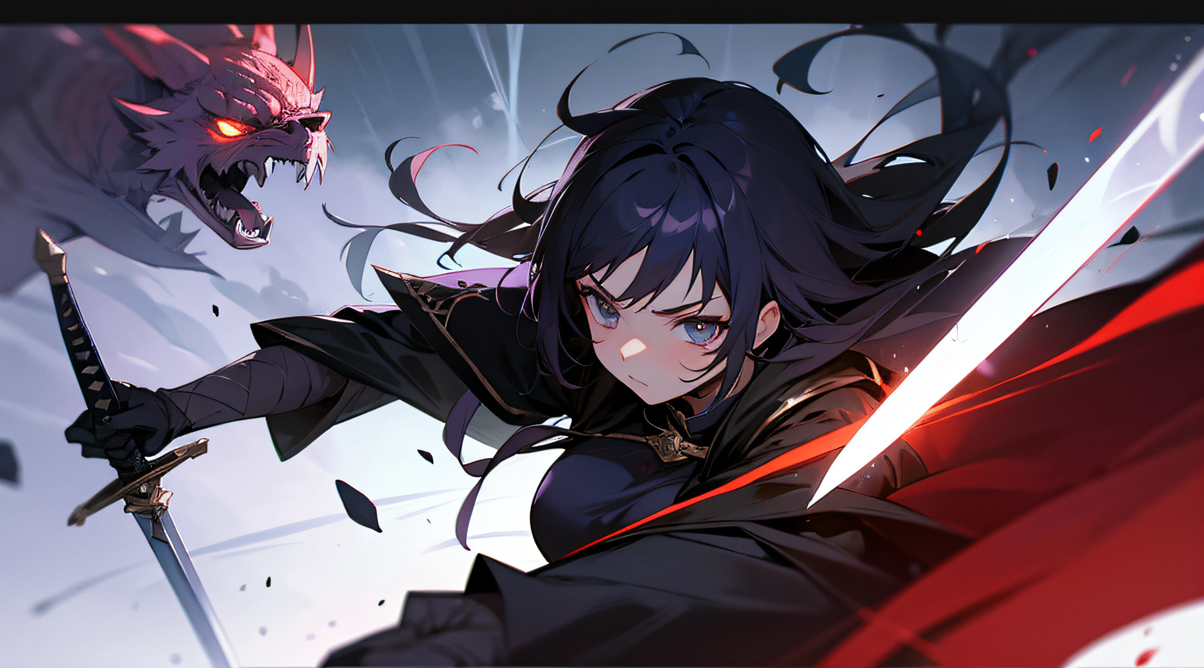 Fantasy, Swords, Magic, Girl Mage, Girl Warrior, Fighting Monster, Midevil
