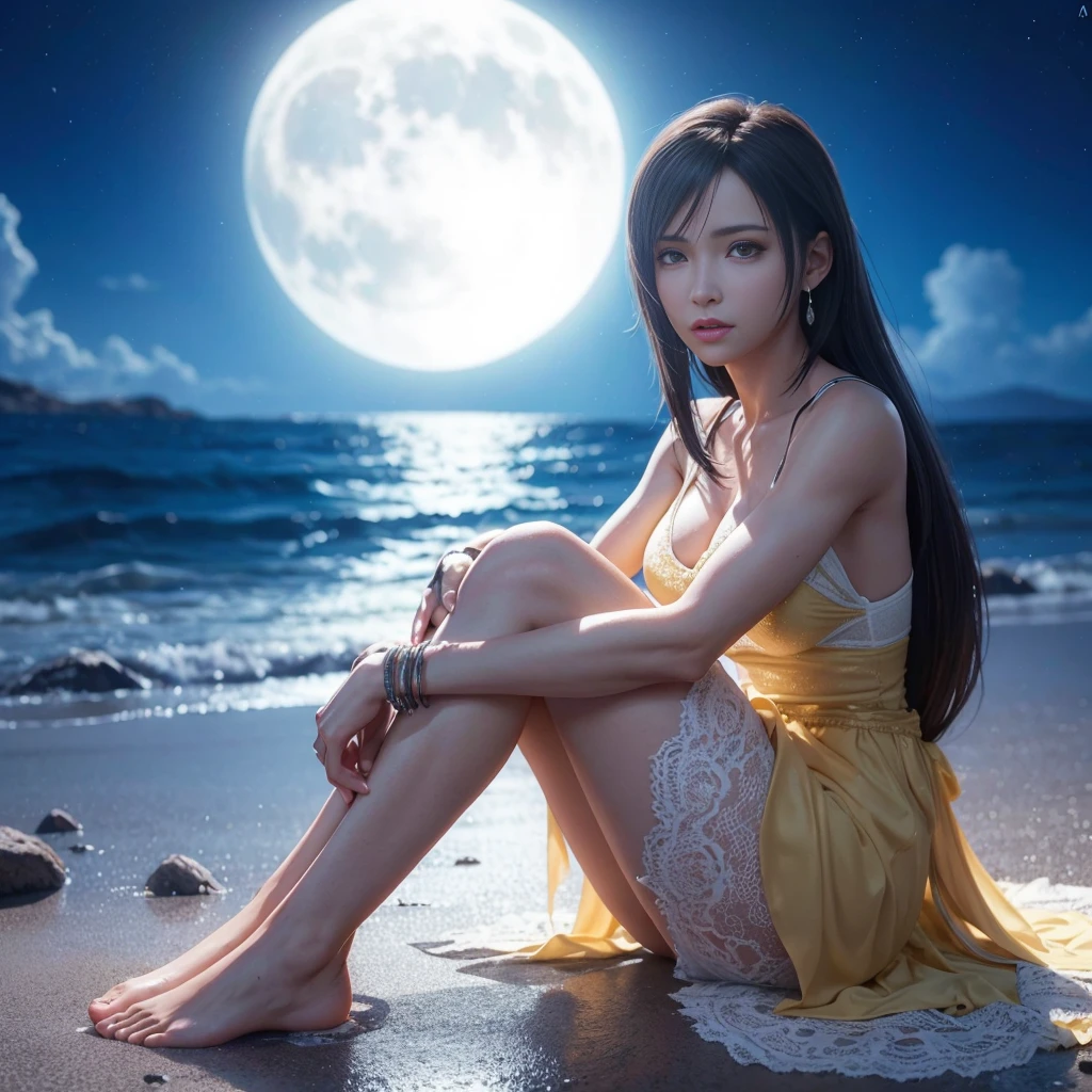 (best quality,ultra-detalhado),(Realistic:1.37),Tifa Lockhart, Rosto bonito e detalhado, maquiagem preta nos olhos, textura ultra realista, rosto delicado, corpo delicado, Fit physique, usando batom e brilho labial