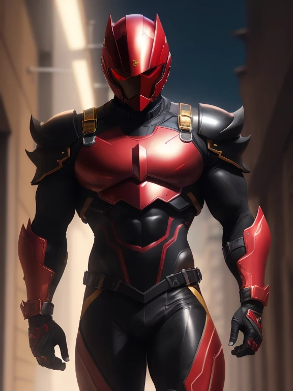 A Male named Dark Star his skin is brown he is 6'1 he's slim has abs and has red lightning and super speed he wears His suit its black metallic pants with red lighting coursing through with a chestplate that continues the red courses then I wear a black and gold and red biker helmet with the lenses being red