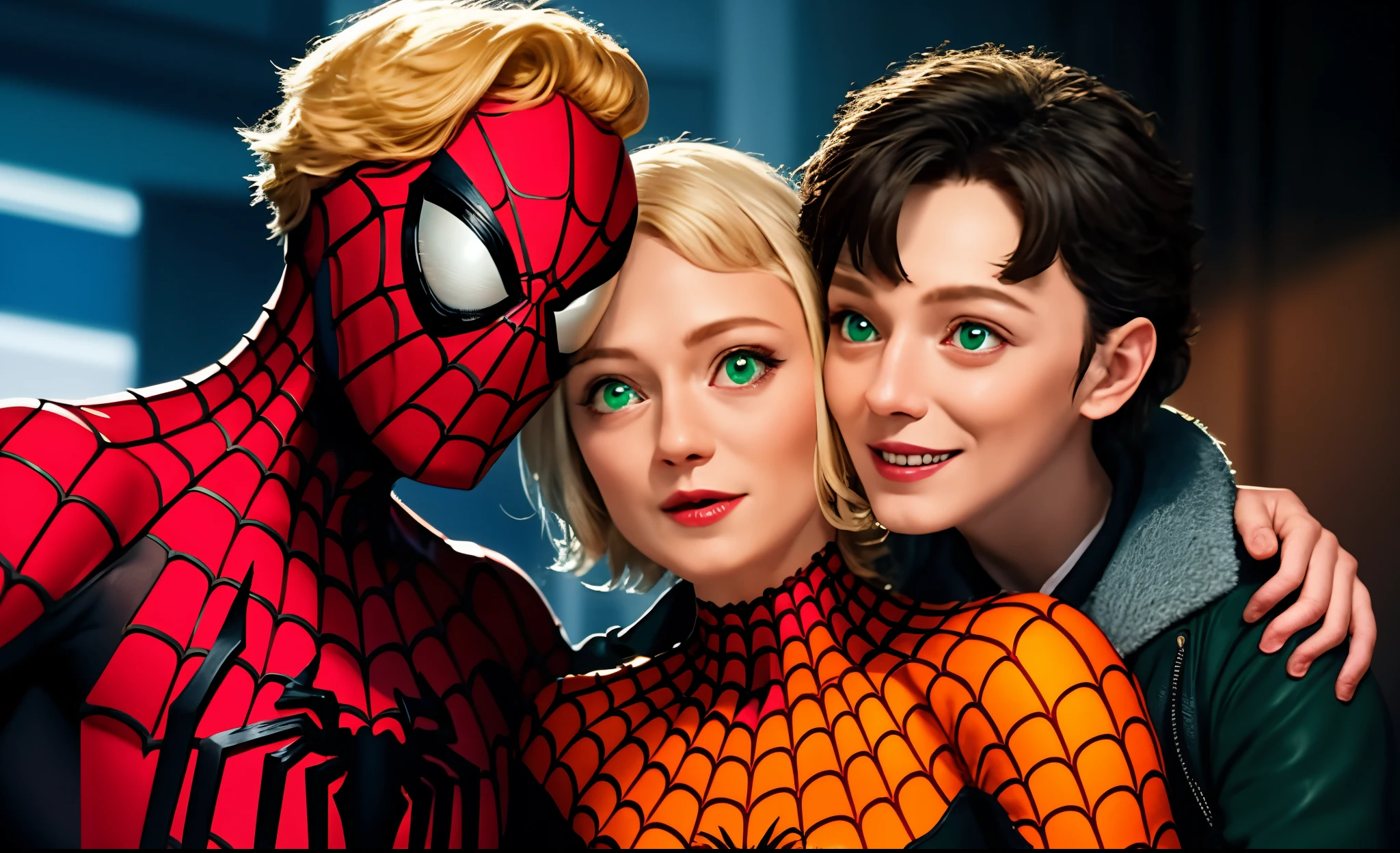 sgwen, spider-gwen, gwen stacy is gangraped group sex 1girl multiple boys explicit sexual scenes into the spiderverse rendering style, it looks like a scene from the movie, spider-verse movie animated style, exposed pussy tight sweaty, breasts out, small breasts exposed, cum, pussy lips, cameltoe, pubic hair