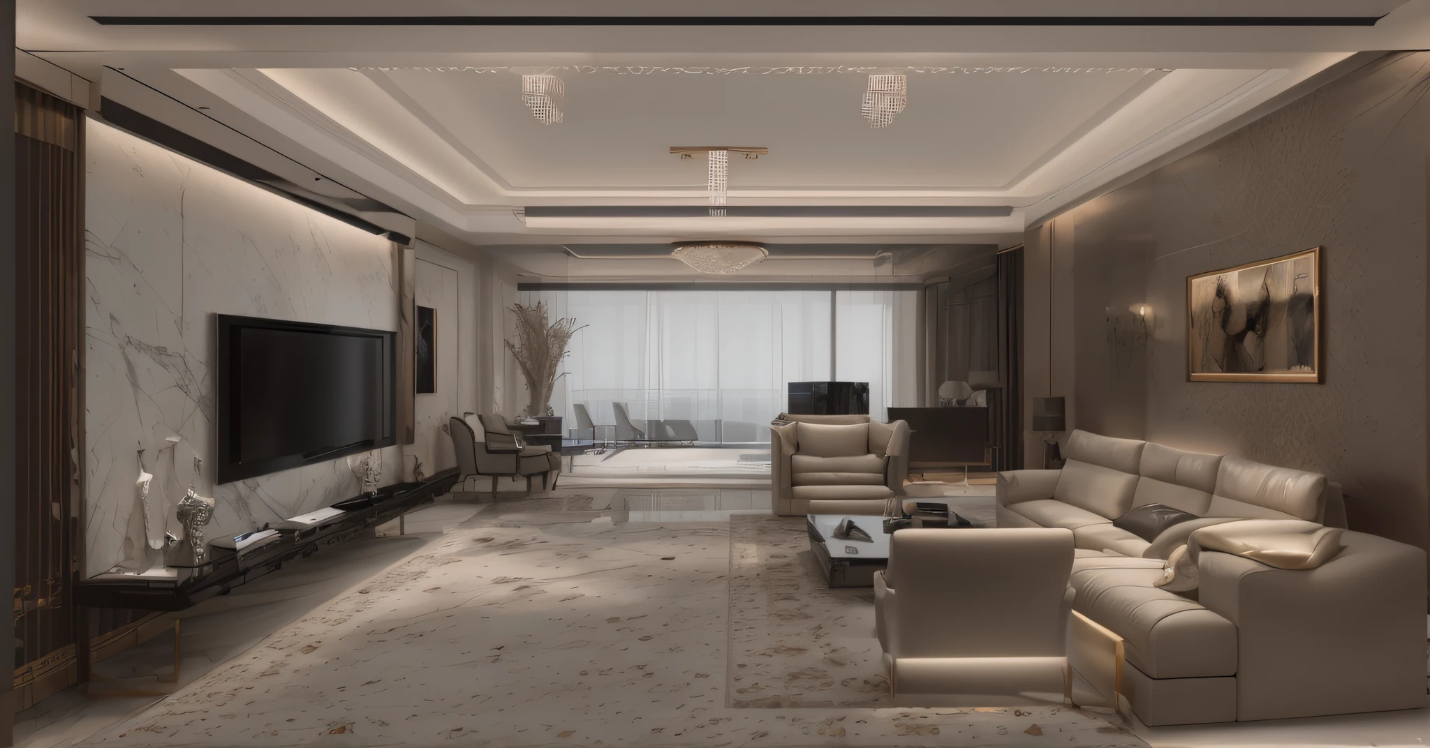 Alafid Living room with large TV and large sofa, luxury condo interior, high end interior, apartment design, luxury hd render, interior living room, Modern apartment interior, archviz, modern living room, Penthouse, modern interior design, living room interior design, precise architectural rendering, architectural 3d render, building rendering, unreal engine realistic render