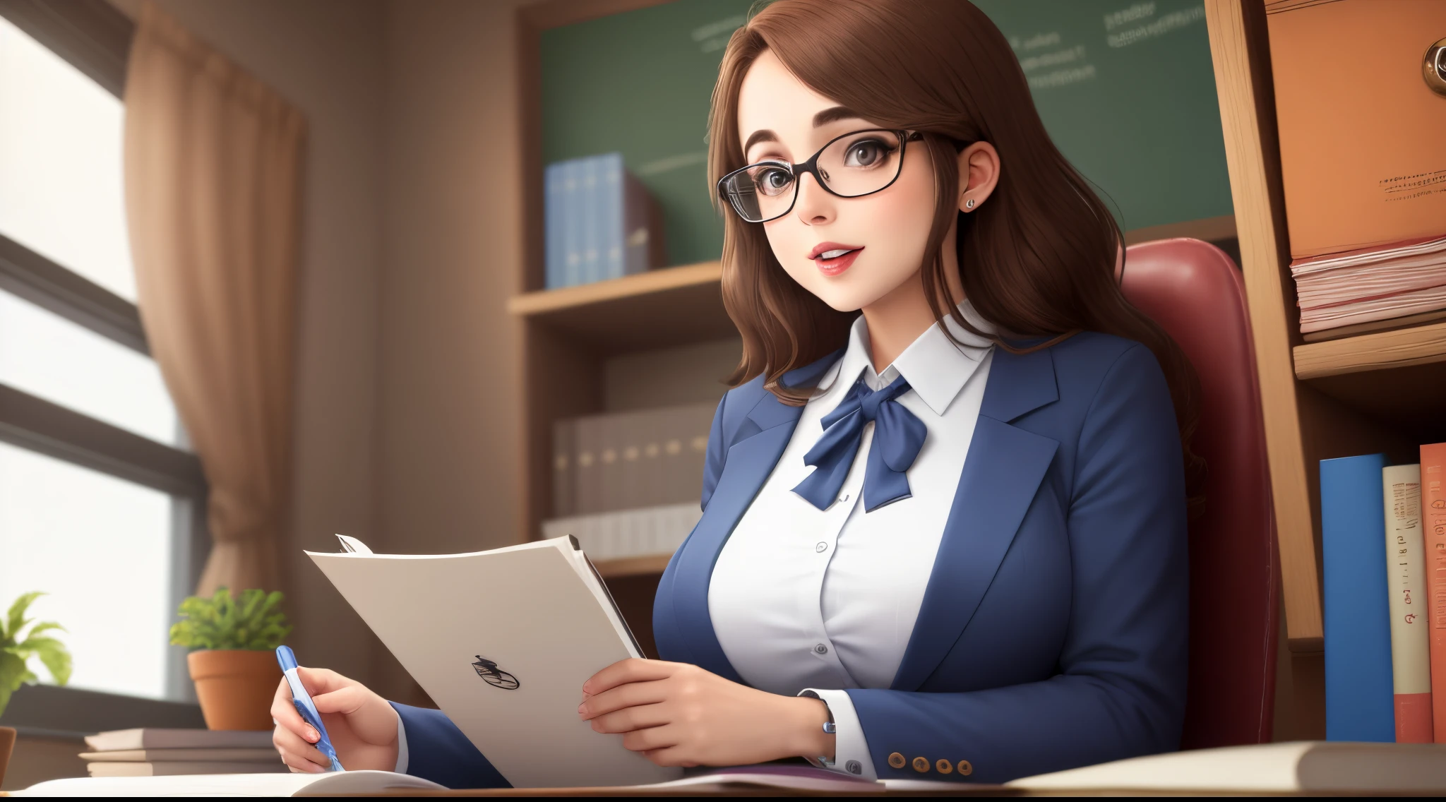 Secretaria com peitos para fora