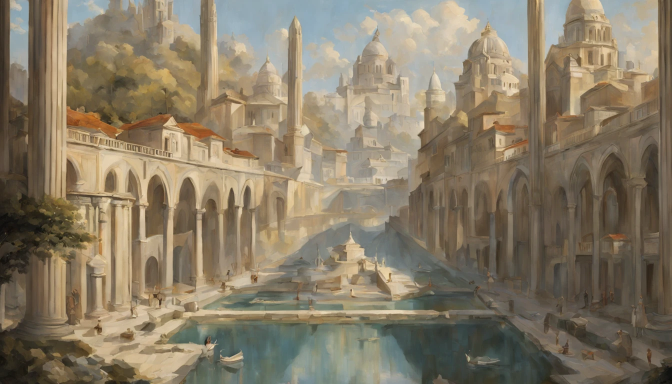 (masterpiece, best quality), depictions of a utopian world, magnificent architecture, otherwordly, peaceful