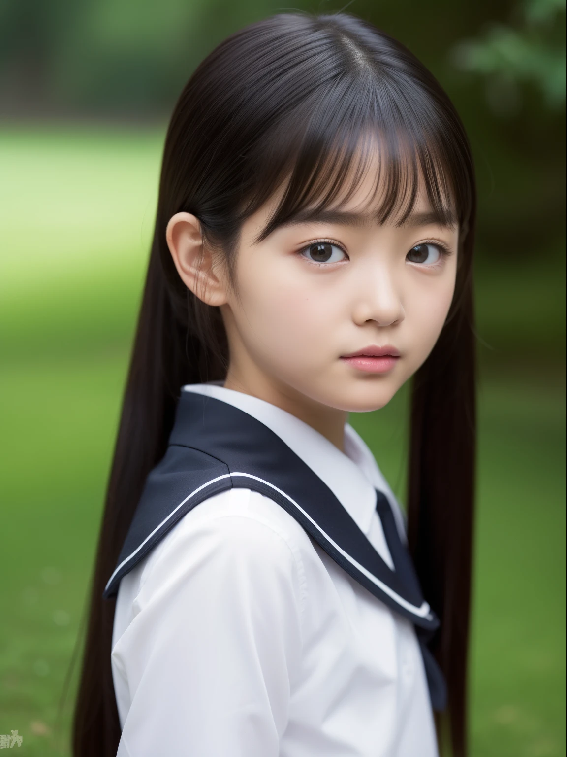 (top-quality、masterpiece)、Neat and clean girl、petiterson、13yo girlytail with black hair、Blouse with white collar、Red checked miniskirt、white panties、beauitful face、(slim, Small, Flat, Small)、Detailed eyes、Black eyes、Double eyelids、outside of house、the wind、shinny skin、blurry backround、