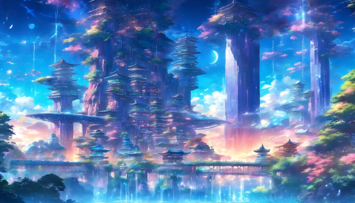(masterpiece, best quality), depictions of a utopian world, sci-fi, magnificent architecture, otherwordly, peaceful