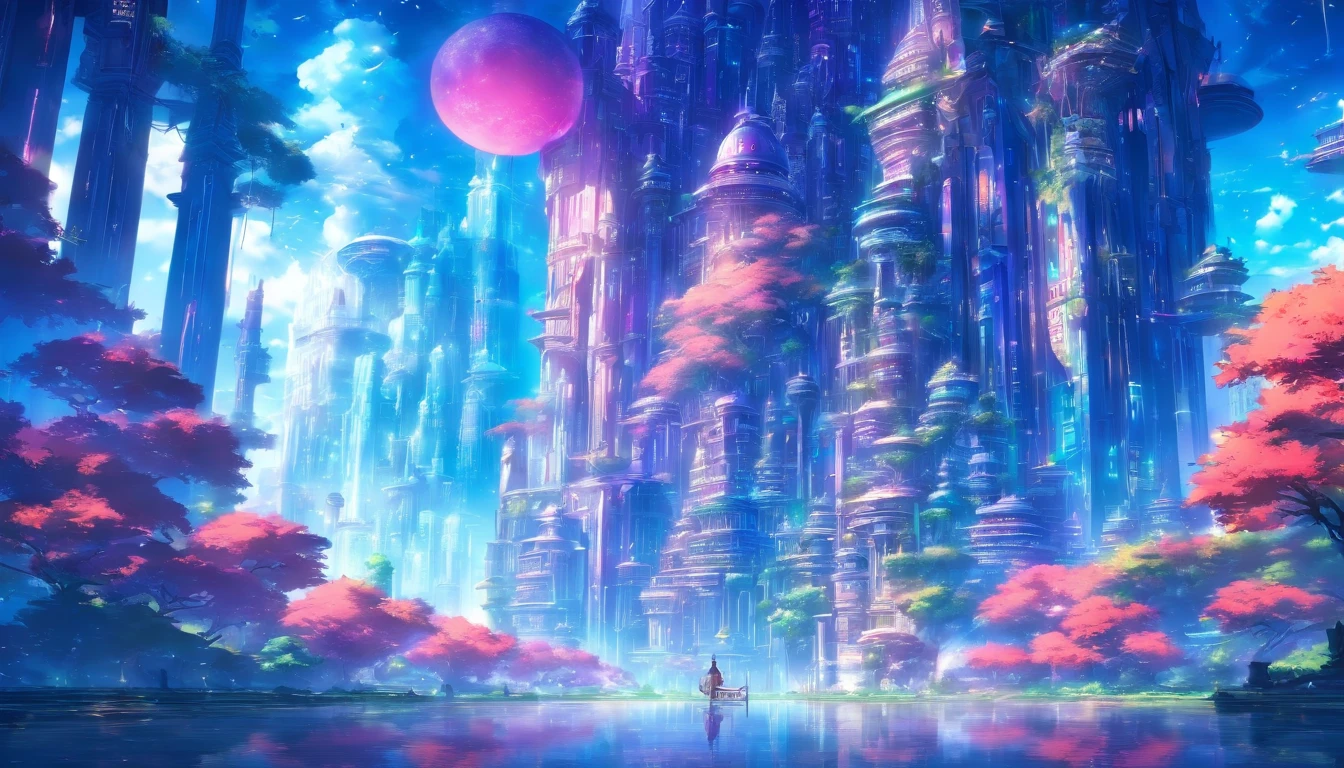 (masterpiece, best quality), depictions of a utopian world, sci-fi, magnificent architecture, otherwordly, peaceful