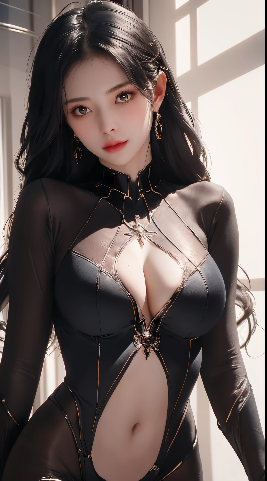 （（（Denia，big chest and thin waist，Big crotch，S-shaped body:1.75））），((tmasterpiece)),A high resolution, ((Best quality))，tmasterpiece，top-quality，Best quality at best，（（（ exquisite facial features，looking at viewert,There is light in the eyes，Smilingly，self-assured ））），（（（Light and shadow interlace，huge boob，Plump body，big chest and thin waist））），（（（spider tights，Spider suit,longer sleeves,dynamicposes, 1 girl, (complete figure:0.9), Alone,, sexy women,Body contours，Raised sexy，Realistic silhouette of human body， ((good body)),Girl wearing long sleeve spider woman costume posing for photo，Full body lesbian，24 years old female model， )）））