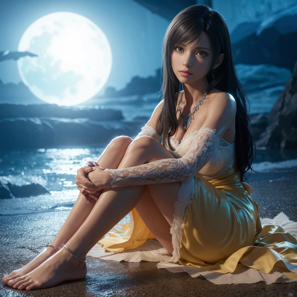 (best quality,ultra-detalhado),(Realistic:1.37),Tifa Lockhart, Rosto bonito e detalhado, maquiagem preta nos olhos, textura ultra realista, rosto delicado, corpo delicado, Fit physique, usando batom e brilho labial
