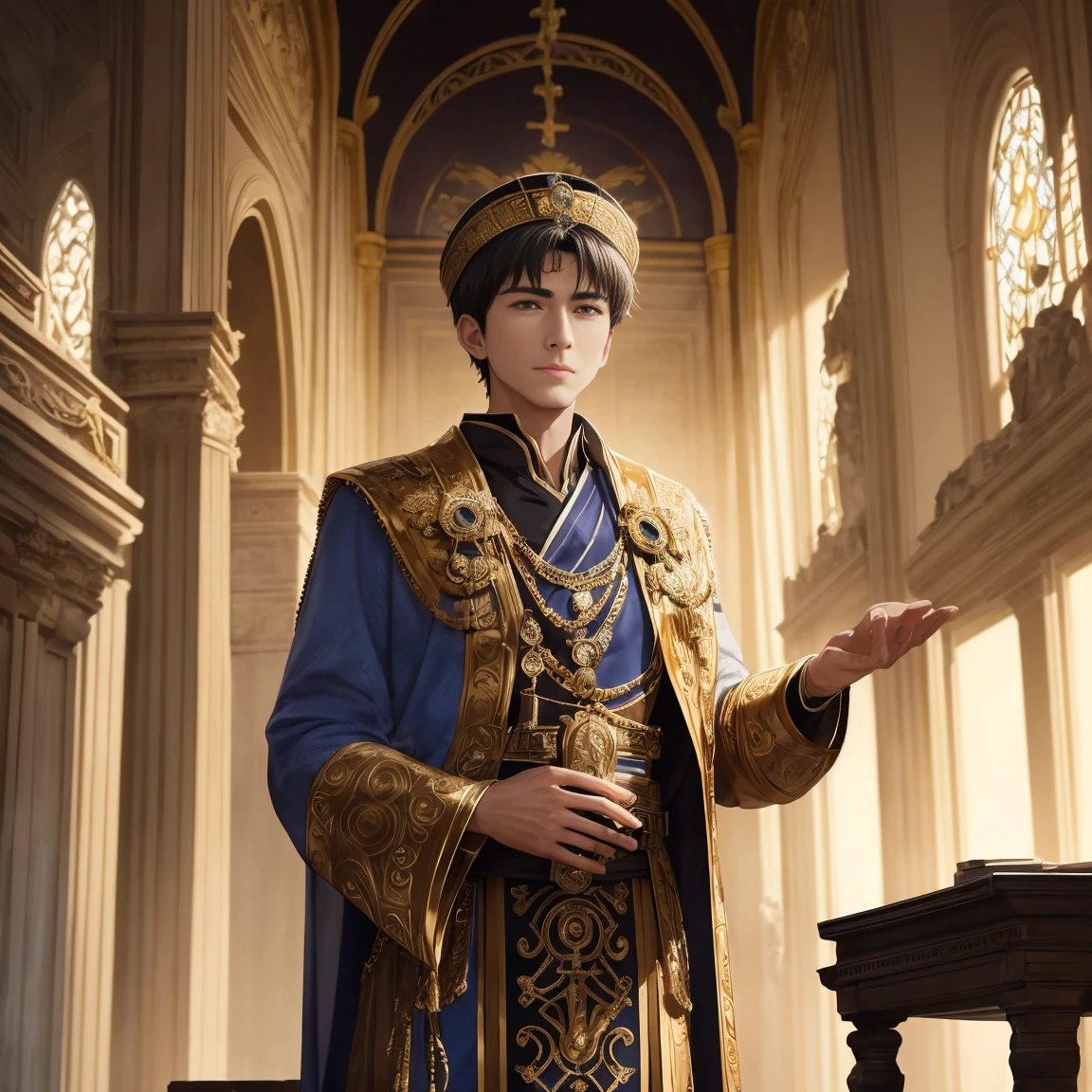 Roman Emperor Constantine the Great、Or its modern version, the world ruler of light and shadow.、While building a glittering jewelery and watch business empire in Istanbul.、On the surface, he is known as a gentle and charming young man.。Integration of light and darkness。That lion-like gaze、It exudes an atmosphere of friendliness and danger at the same time.、his presence attracts those around him。 his wife is a lovely woman who knows nothing、he cherishes that pure love。truth、faithful、cordial、He has kindness、Supported by colleagues and friends as a trusted company。however、Behind that kindness、Hiding a tough and ruthless side when needed.。 he is the one who stands in his way、betrayer、And there is no mercy towards rivals.。If it falls into your hands、His cold and harsh judgment、His business empire never wavers。his control is、Good and evil、A perfect balance between grace and ruthlessness、people around him々I respect him even though I fear him.。masterpiece。top-quality。God's work。digitalart。The ultra -The high-definition。ultra-detailliert。super elaborate。flawless。Art created by a genius。God's skill。heavenly beauty。Super beautiful。Outstanding works。A masterpiece。A masterpiece。supreme work。A timeless classic。eternity。nostalgic。new。Saudade。longing and hope。Transcendent。The many facets of Roman Emperor Constantine the Great、far-reaching、permanent、infinite energy、Huge impact on the world。