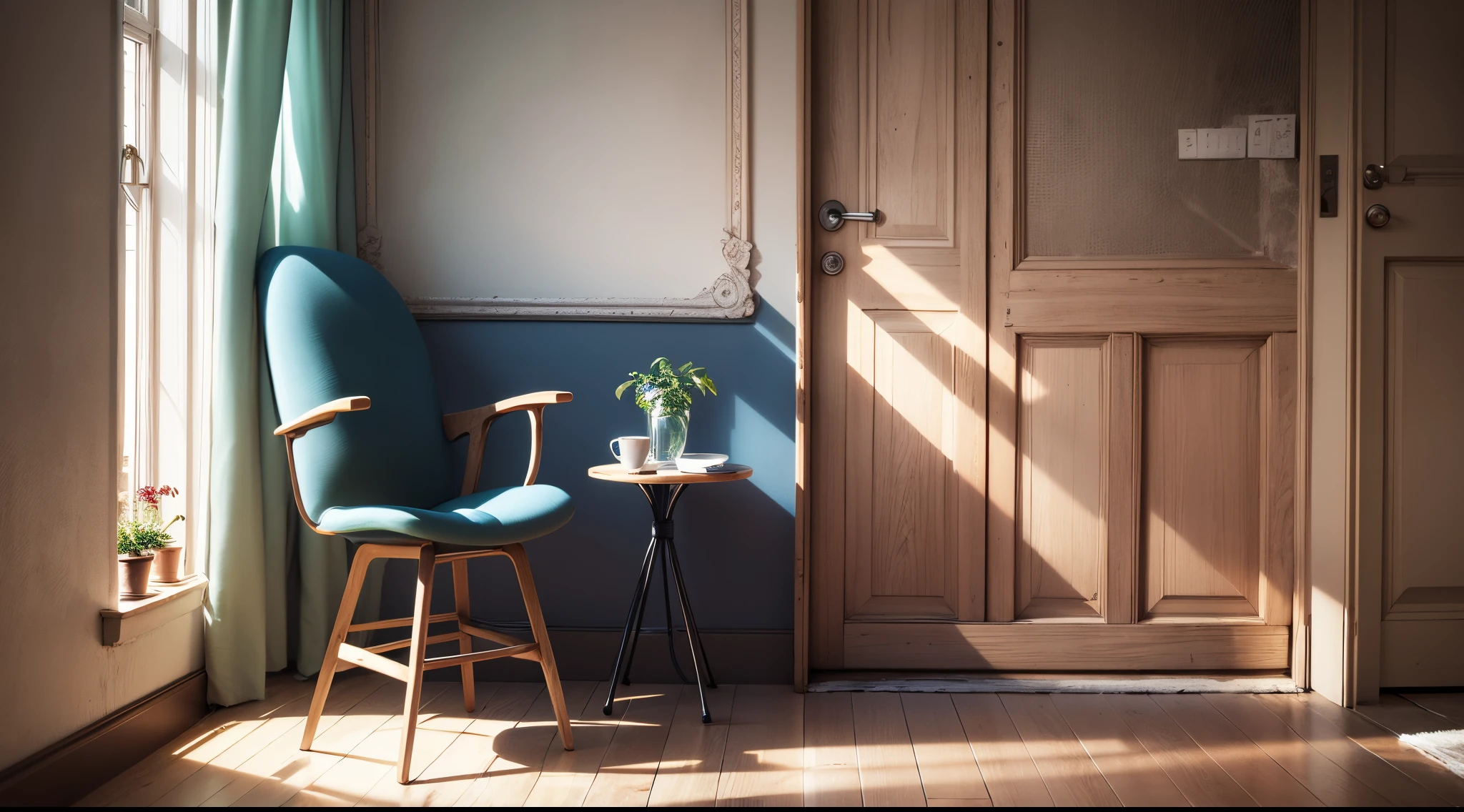 ikea,no humans,blue chair,shadow,still life,solo --auto --s2
