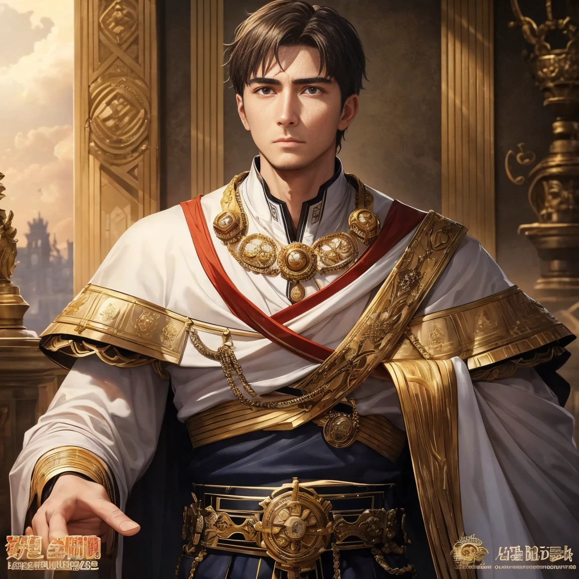 Roman Emperor Constantine the Great、Or its modern version, the world ruler of light and shadow.、While building a glittering jewelery and watch business empire in Istanbul.、On the surface, he is known as a gentle and charming young man.。Integration of light and darkness。That lion-like gaze、It exudes an atmosphere of friendliness and danger at the same time.、his presence attracts those around him。 his wife is a lovely woman who knows nothing、he cherishes that pure love。truth、faithful、cordial、He has kindness、Supported by colleagues and friends as a trusted company。however、Behind that kindness、Hiding a tough and ruthless side when needed.。 he is the one who stands in his way、betrayer、And there is no mercy towards rivals.。If it falls into your hands、His cold and harsh judgment、His business empire never wavers。his control is、Good and evil、A perfect balance between grace and ruthlessness、people around him々I respect him even though I fear him.。masterpiece。top-quality。God's work。digitalart。The ultra -The high-definition。ultra-detailliert。super elaborate。flawless。Art created by a genius。God's skill。heavenly beauty。Super beautiful。Outstanding works。A masterpiece。A masterpiece。supreme work。A timeless classic。eternity。nostalgic。new。Saudade。longing and hope。Transcendent。The many facets of Roman Emperor Constantine the Great、far-reaching、permanent、infinite energy、Huge impact on the world。