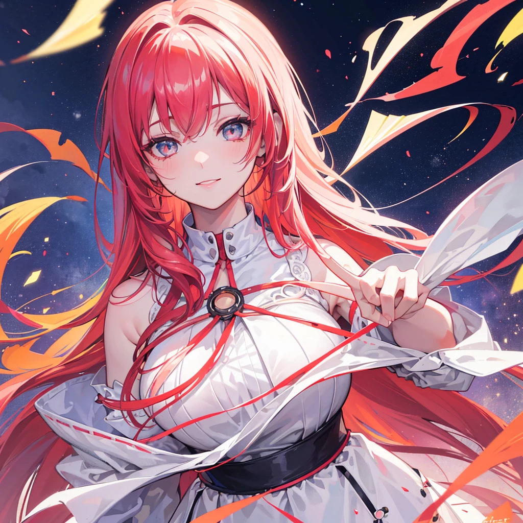 (best quality,4k,8k,Altas,master part:1.2),ultra-detalhado,(Realistic,fotorrealista,photo-realistic:1.37),anime,female,cabelos ruivos curtos,Red lipstick,vestido preto,olhos cor-de-rosa brilhantes,smile shy,marcas de blush,vivid colors,Retratos,your lighting