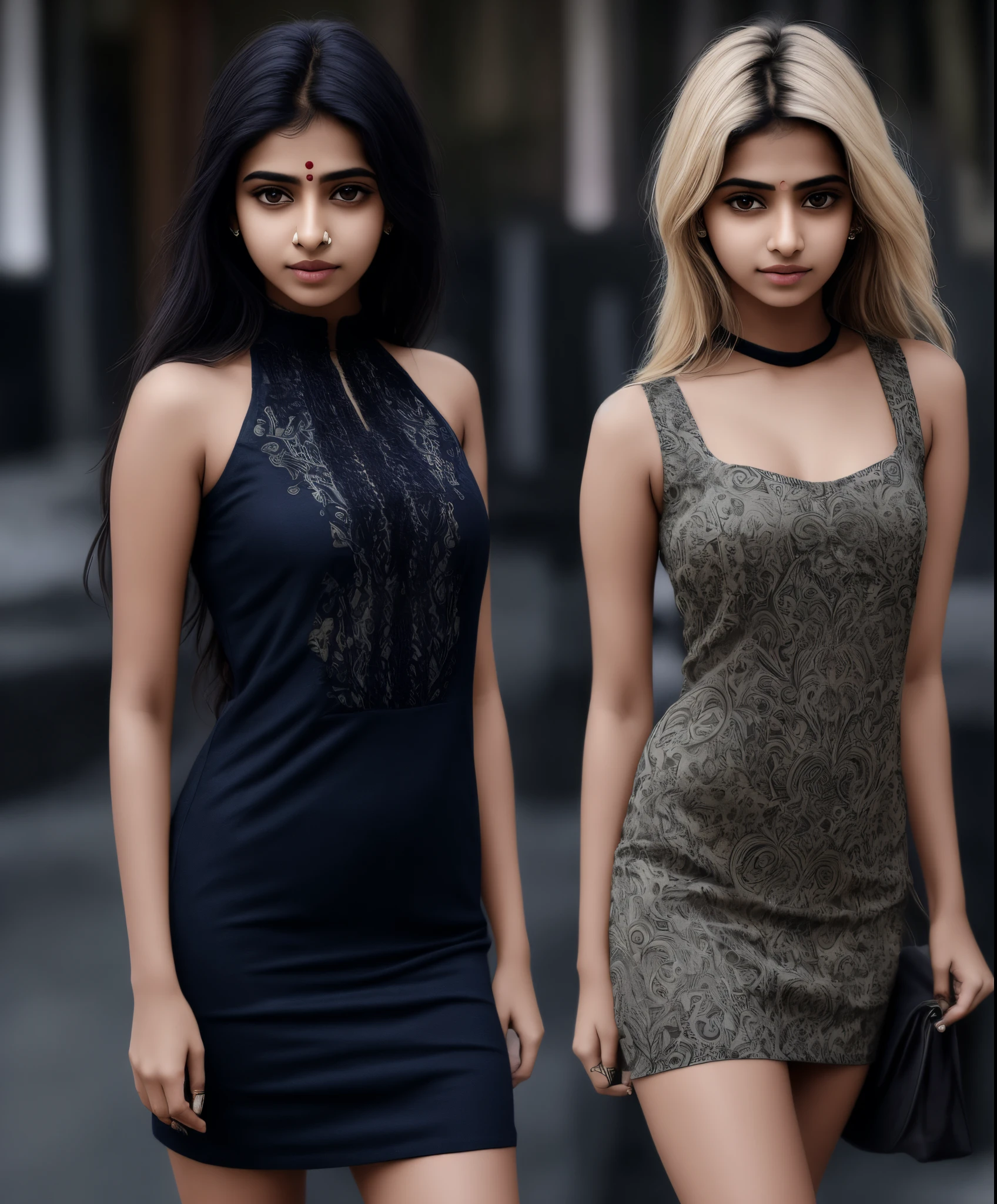 Unique Indian girl with no one used till now unique good blond face and cover body with dress and no one should recognise that it is AI