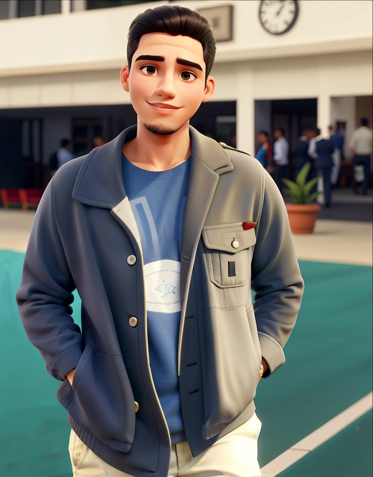 um rapaz moreno jovem e elegante em roupas descoladas