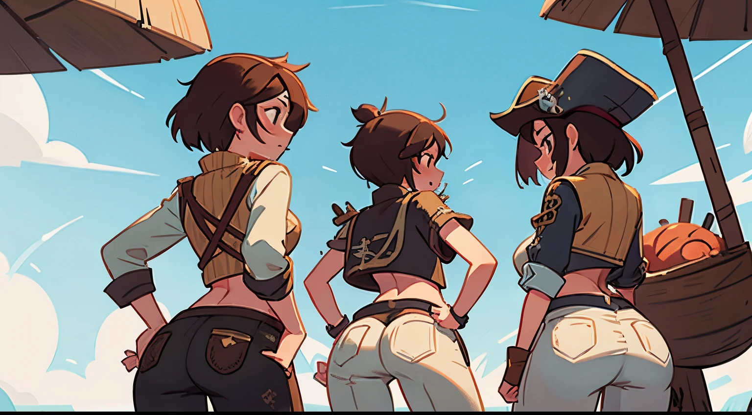 6 girls bent over and you can see their butts