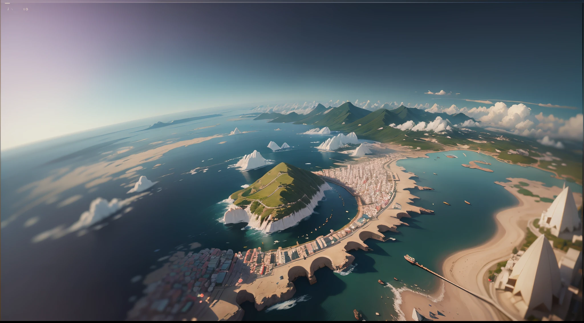 aerial perspective，（Utopian world：1.4），beyond imagination，Overclocked renderer，bokeh effect，high high quality，16K resolution，（Best quality），（tmasterpiece），ultra - detailed，Detailed details，Accurate