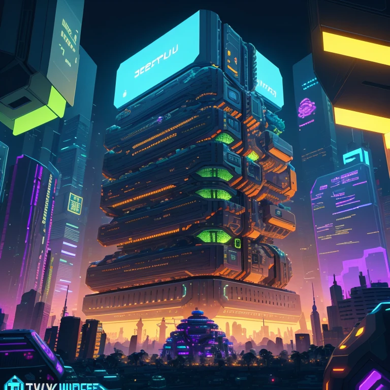 ((utopian)),Space Hive, hive city, alien hive, Isometric future game, theme is cyberpunk city market, cyberpunk pixel art, sci-fi building. iso-distance view, cyberpunk nightclub, cyberpunk artstyle, Cyberpunk Mansion, beehive, isometric game art, detailed cyberpunk illustration, sci-fi night club, cyberpunk artstyle