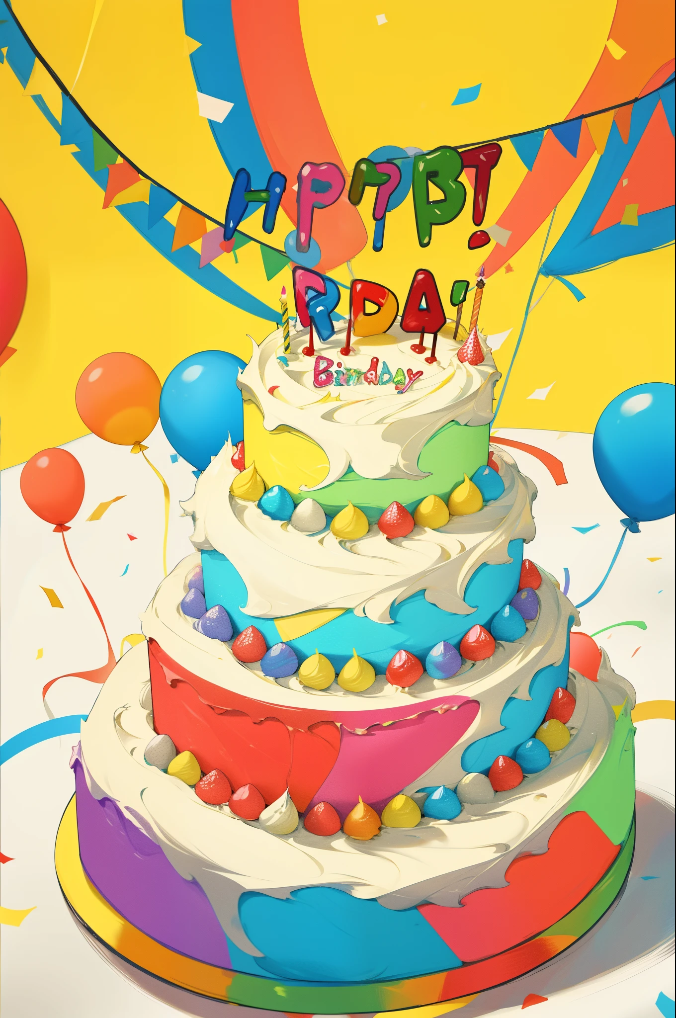 a colorful cake,Colorful birthday environment