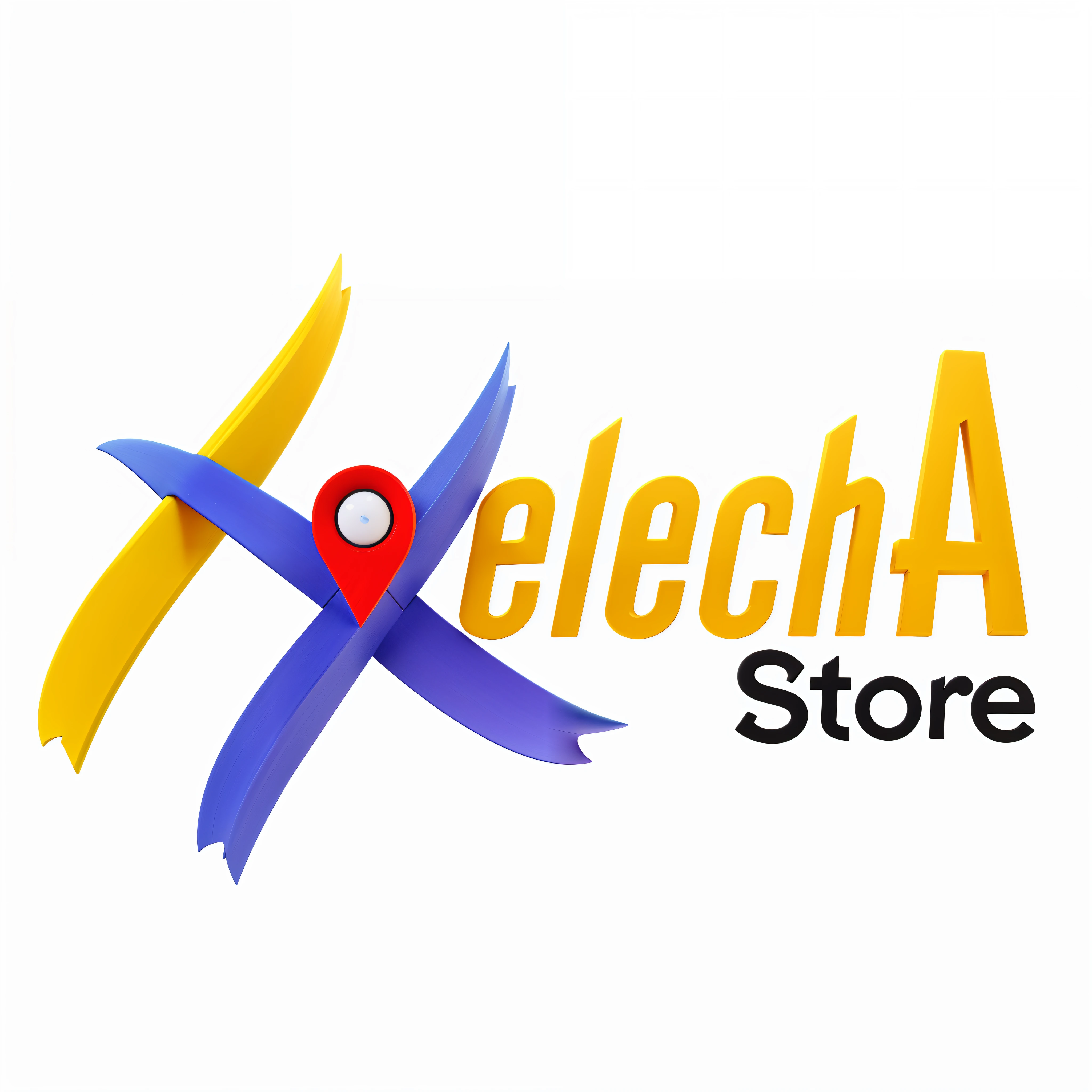 Painel com a logomarca "Helecha Store" no estilo disney pixar, 3D, Ultra realista, alta qualidade, painel 3d, Letras em perspectiva 3d
