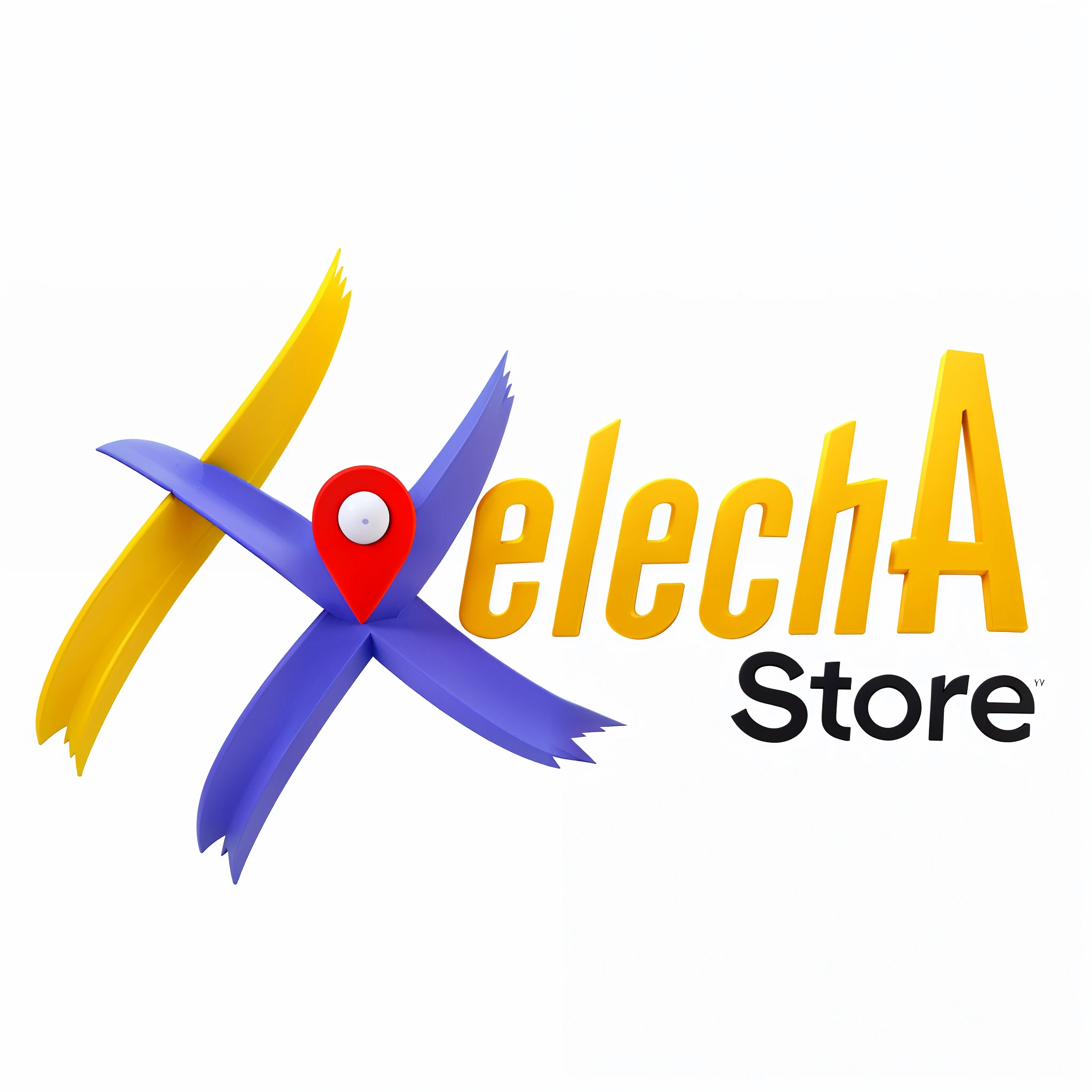 Painel com a logomarca "Helecha Store" no estilo disney pixar, 3D, Ultra realista, alta qualidade, painel 3d, Letras em perspectiva 3d