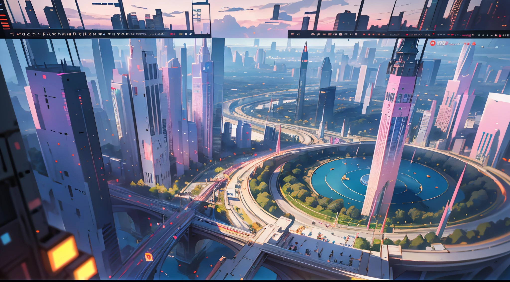 aerial perspective，（Utopian world：1.4），Beyond imagination，Overclocked renderer，bokeh effect，high high quality，16K resolution，（Best quality at best），（tmasterpiece），ultra - detailed，detailed detail，Accurate