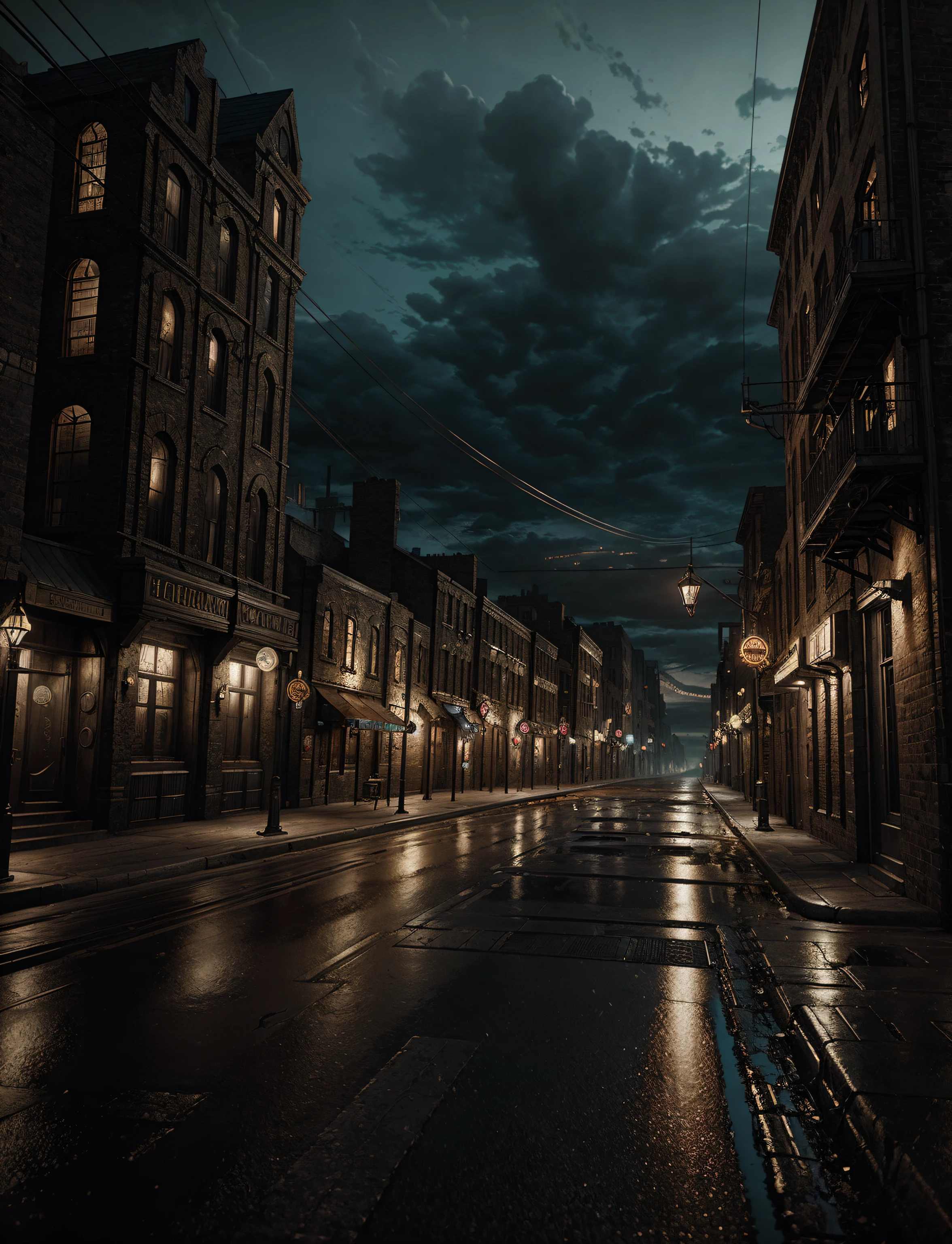 Hyper Detail, Professional art, unreal engine, professional art,8K, HD, Octane Rendering, a steampunk city landscape, aesthetic, dark, moody atmosphere