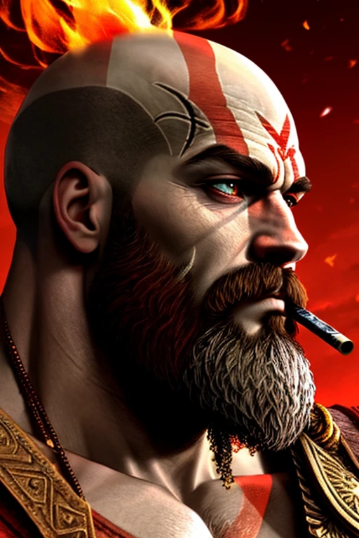 kratos from god of war smoking weed