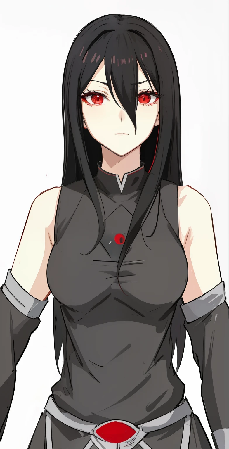 anime girl with black hair and red eyes in a black outfit, she has black hair, by Jin Homura, black hime cut hair, inspired by Jin Homura, anime girl wearing a black dress, hinata hyuga, sui ishida with black hair, black - haired mage, female anime character, cel - shaded art style, wearing shiny breastplate