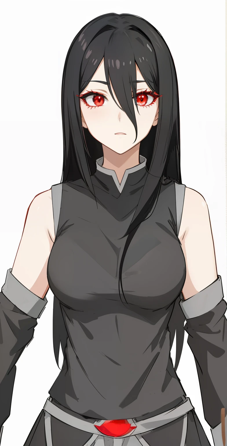 anime girl with black hair and red eyes in a black outfit, she has black hair, black hime cut hair, inspired by Jin Homura, anime girl wearing a black dress, with black hair, black - haired mage, female anime character, cel - shaded art style,