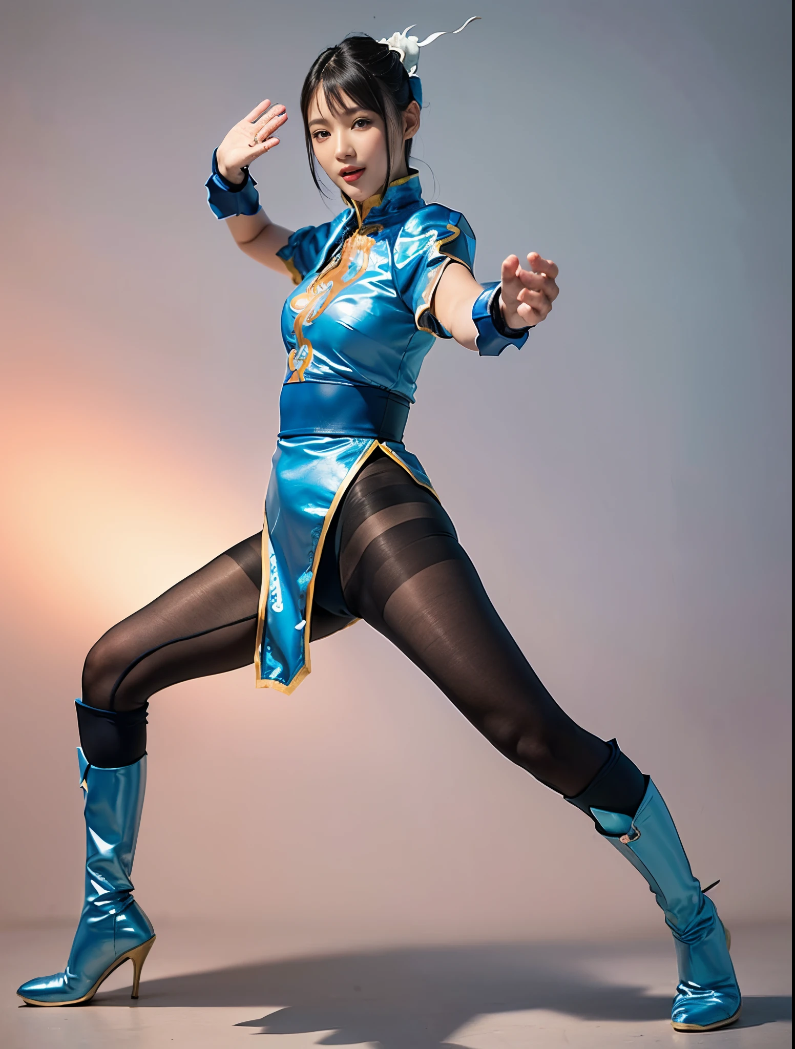 ChunLi、Street Fighter Chun-Li、Falling down、Are sleeping、s asleep、Suffering、mouth is always open sloppily、Drool is always dripping from my mouth、Asian Beautiful Girl、(((Wear black tights on your beautiful legs.)))、(((beauty legs)))、(((facial expression of smile)))、((((Make the most of the original image)))、(((Chun-Li costume)))、(((a short bob、beautiful hairl)))、(((Suffering)))、(((Feet must necessarily be worn with black tights)))、(((You need to wear red boots)))、((Top image quality、8K))、((top-quality、8K、masterpiece:1.3))、(((Keep your background simple)))、Crisp focus:1.2、Beautiful woman with perfect body shape:1.4、Slender Abs:1.2、a wet body:1.5、Highly detailed facial and skin texture、8K、beauty legs
