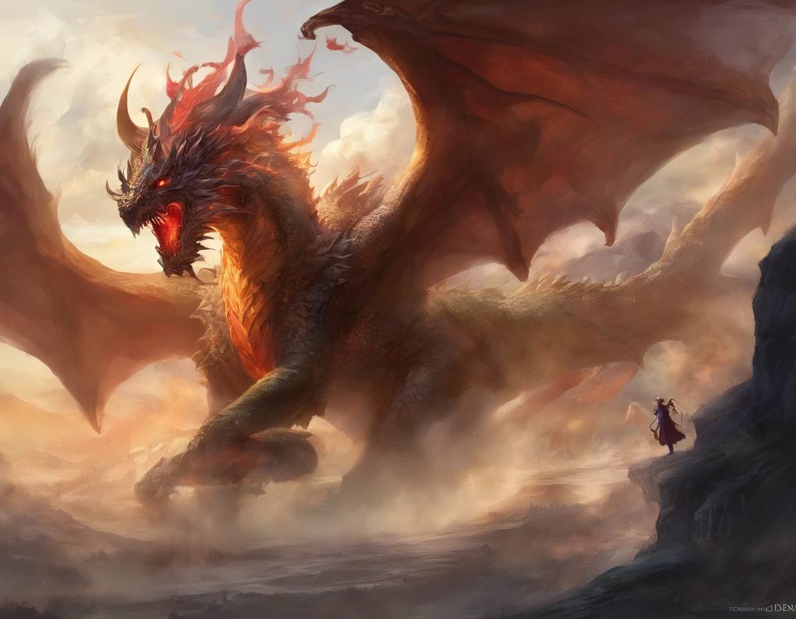 batalla, dead body, sangriento, lluvia, samurais, sujeto, espada larga, Choque de espadas, corriente, flechazo, haz de luz, monstruo, Tres personas, peleando, Estilo de arte Berserk, dragon background