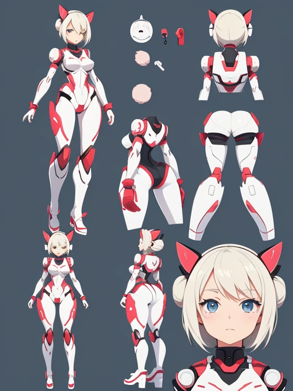 Anime adoptable sheet reference robot woman cute simple cyber
