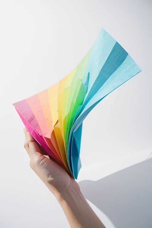 Wrinkled paper is the main three-dimensional space minimalist art with rich colors