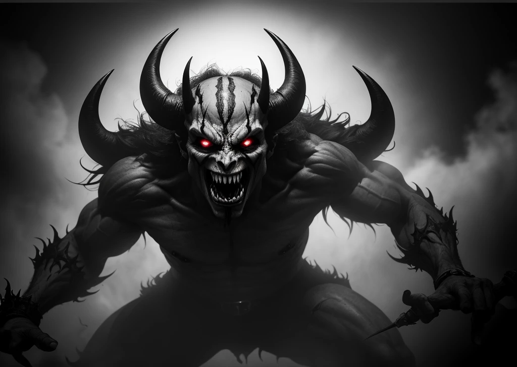 Great devil was constantly racing, the great Satan Easy drawing