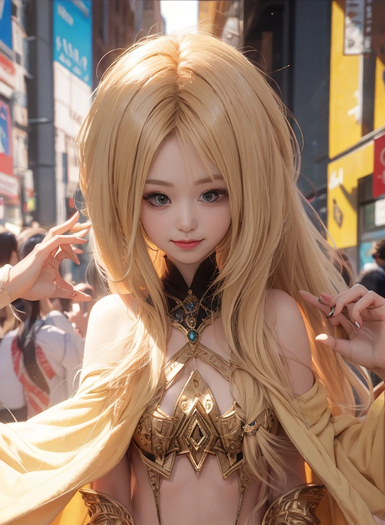 long hair of golden color、hime-cut、Golden Eyes、eye glasses、ssmile、Early s girl、Smaller chest、Thin pubic hair、open transparent robe、Opening legs、On the roof of a building