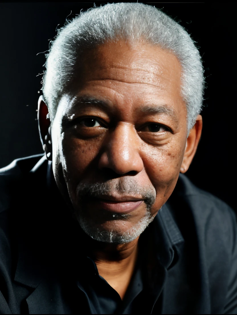 Morgan Morgan Morgan, Morgan Freeman •, Portrait of Morgan Freeman, Morgan Freeman Como Gordon Freeman, taken in the early 2020s, Dazzling art, b. b King size bed, he is about 7 0 years old