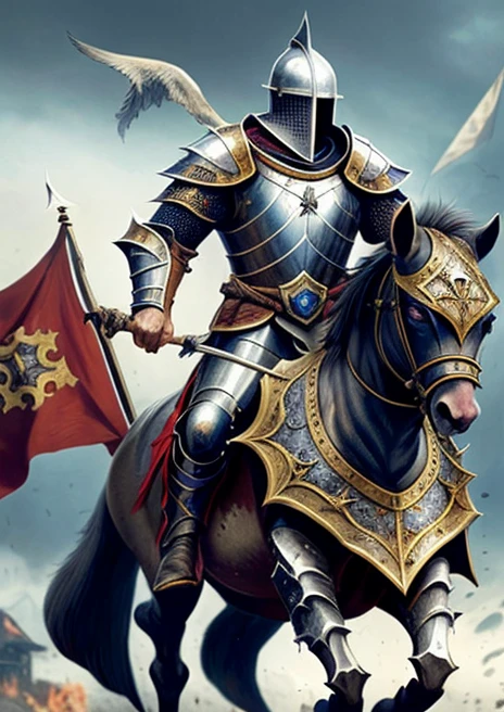 (best quality,4k,8k,highres,masterpiece:1.2),ultra-detailed,(realistic,photorealistic,photo-realistic:1.37),medieval knight,iron cross,ornate armor,shiny helmet,sharp sword,medieval battlefield,heroic pose,clashing swords,heavy horse,strength and honor,stormy skies,dark and moody lighting,majestic posture,vibrant colors,intricately engraved armor,detailed facial expressions,splashes of blood,creased flags fluttering in the wind,chainmail glistening,battle scars,adrenaline-fueled atmosphere,exquisite details on the cross,medieval castle in the background,majestic horse rearing up,proud and noble knight,courage and bravery shining through,fierce determination,valor and prowess,ancient heraldry and emblems,powerful symbolism,the chivalry code, epic battle scene,valor and courage,house of war,medieval weaponry,ancient prophecies,warrior spirit,symbol of knighthood,ancient order of knights,eternal legacy.