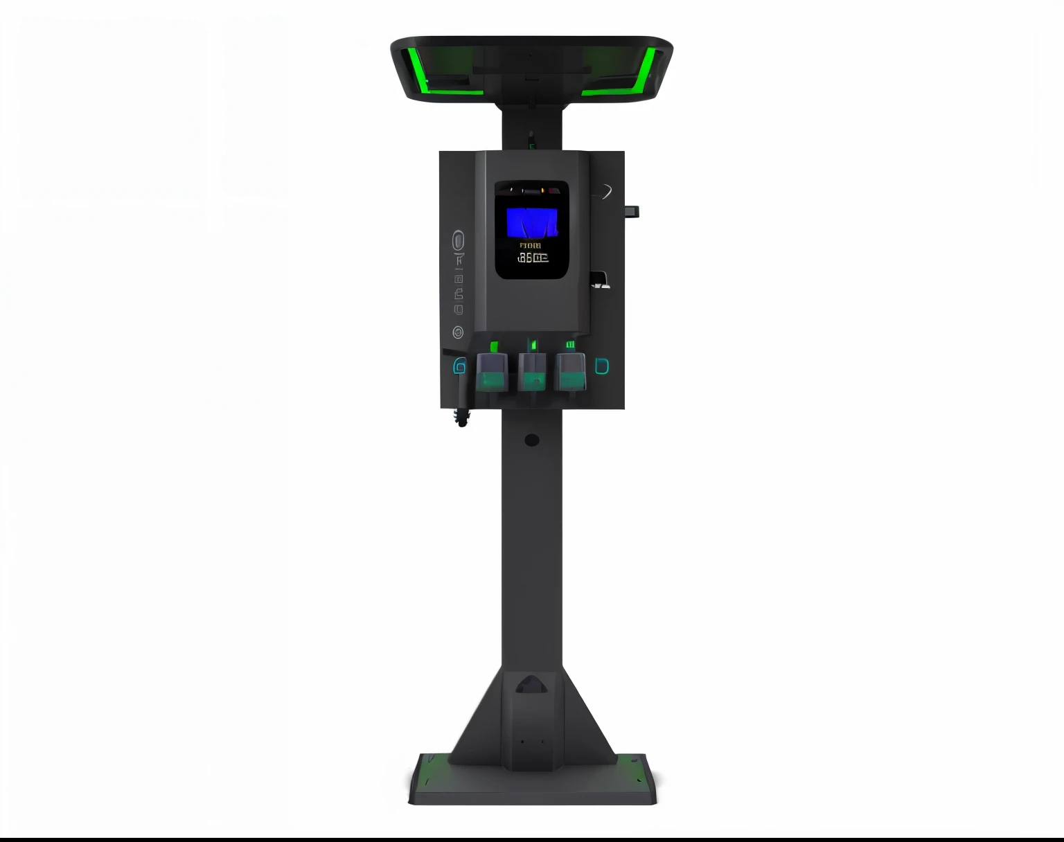 this is pedestal mounted EV charger. change its design to look it futuristic and straight out of sci fi movie
