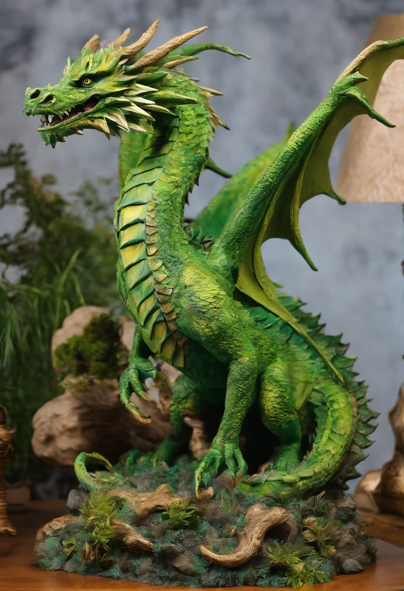 A green dragon，No wings，hovering sky，Lightning，（entangled lightning：1.2），（Hyper Real，hyper-detailing，high qulity，hyper HD，tmasterpiece：1.3）