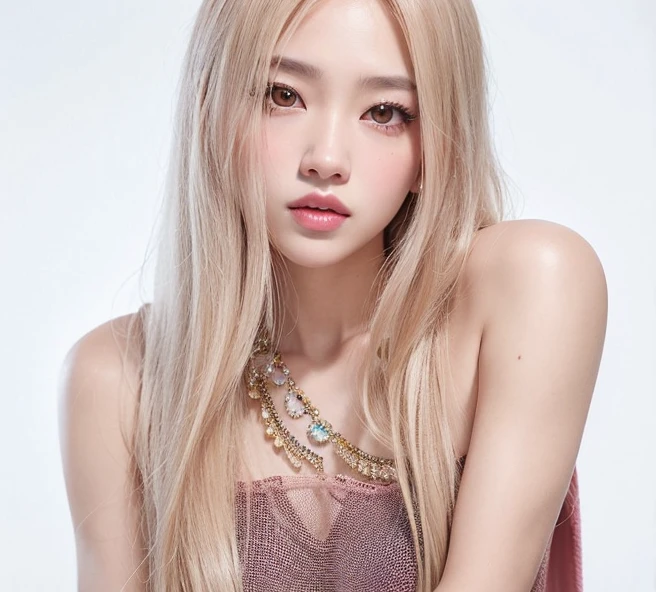Un primer plano de una mujer con cabello largo y rubio y un collar, Parque Roseanne de Blackpink, Jossi de Blackpink, Retrato de Jossi de Blackpink, Lalisa Manoban de Blackpink, Blackpink Jennie, Lalisa Manobal, Jisoo de Blackpink, Jisoo de Blackpink, rosa negro, Retrato Jisoo Blackpink, Sha Xi, Parque Ji-min, portrait of female Korean idol