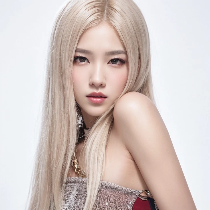 Mujer rubia con cabello largo y un collar posando para una foto, Parque Roseanne de Blackpink, Retrato de Jossi de Blackpink, Jossi de Blackpink, Jisoo de Blackpink, portrait of female Korean idol, 韓国アイドル, con el pelo largo y blanco, Jisoo de Blackpink, Parque Ji-min, Heonhwa Choe, con pelo largo blanco, Peinado blanco de corte hime, JIA