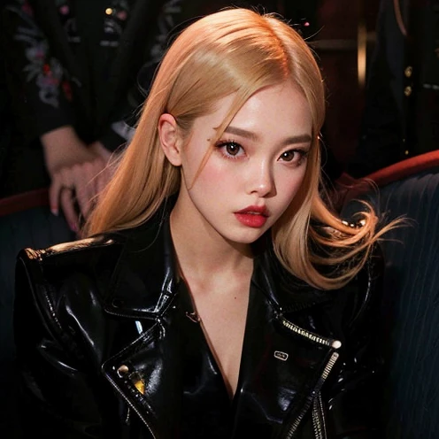 Araffe woman with long blonde hair and red lipstick sitting on a chair, Retrato de Jossi de Blackpink, Parque Roseanne de Blackpink, Jossi de Blackpink, Retrato Jisoo Blackpink, Jisoo de Blackpink, Jisoo de Blackpink, Sun Yunjoo, JIA, Jinyoung Shin, Lalisa Manoban de Blackpink, Capturado con Canon EOS R 6, Cl