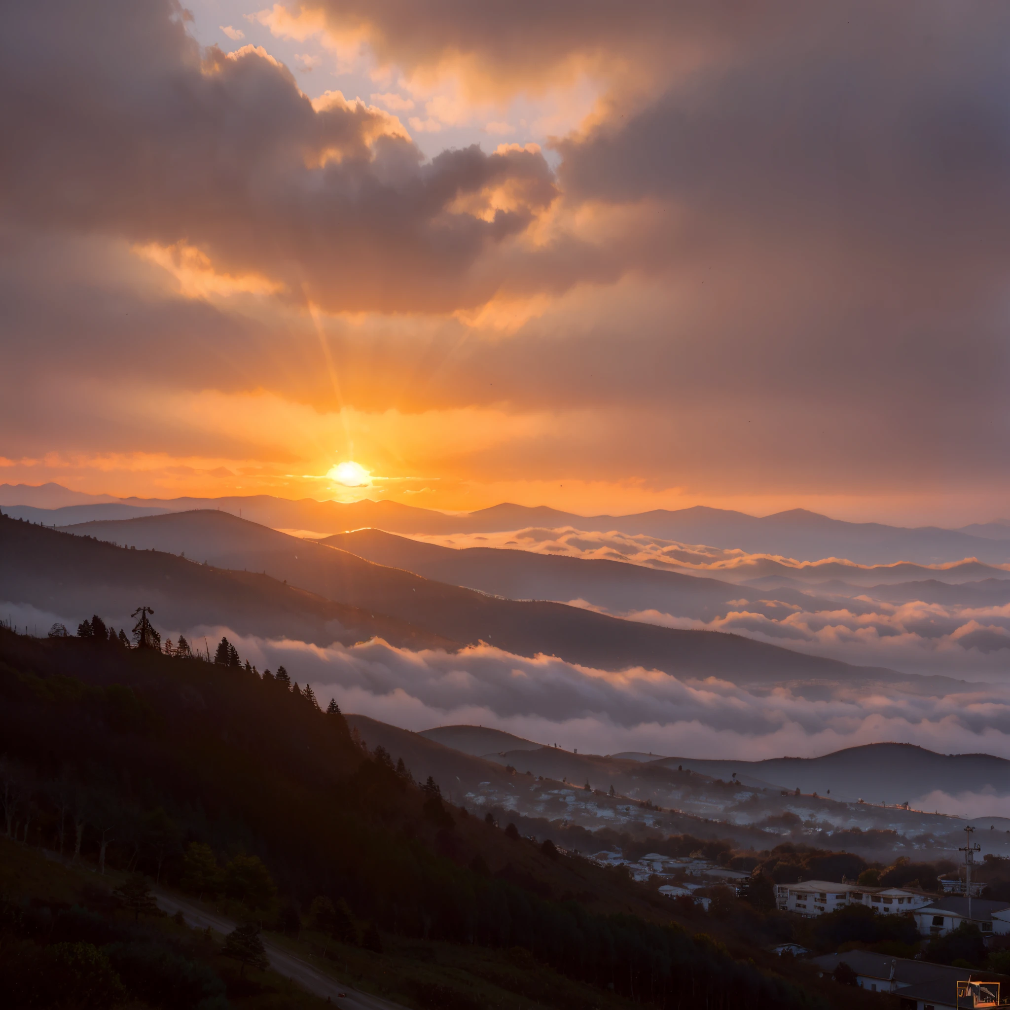Enjoy the sunset on the top of the mountain in Alafas, at sunrise, at sunrise, Walking on the clouds and mist, Sunset in the clouds, (thin fog), sunraise, beautiful sunrise, The sun rises from between the two mountains, sunset sunrise, beautiful sunrise lights, view above the clouds, Rise to the cloud, Above the clouds, author:Tom Varnerstrand