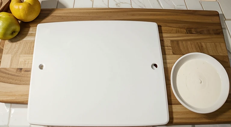 top down view of white cutting board