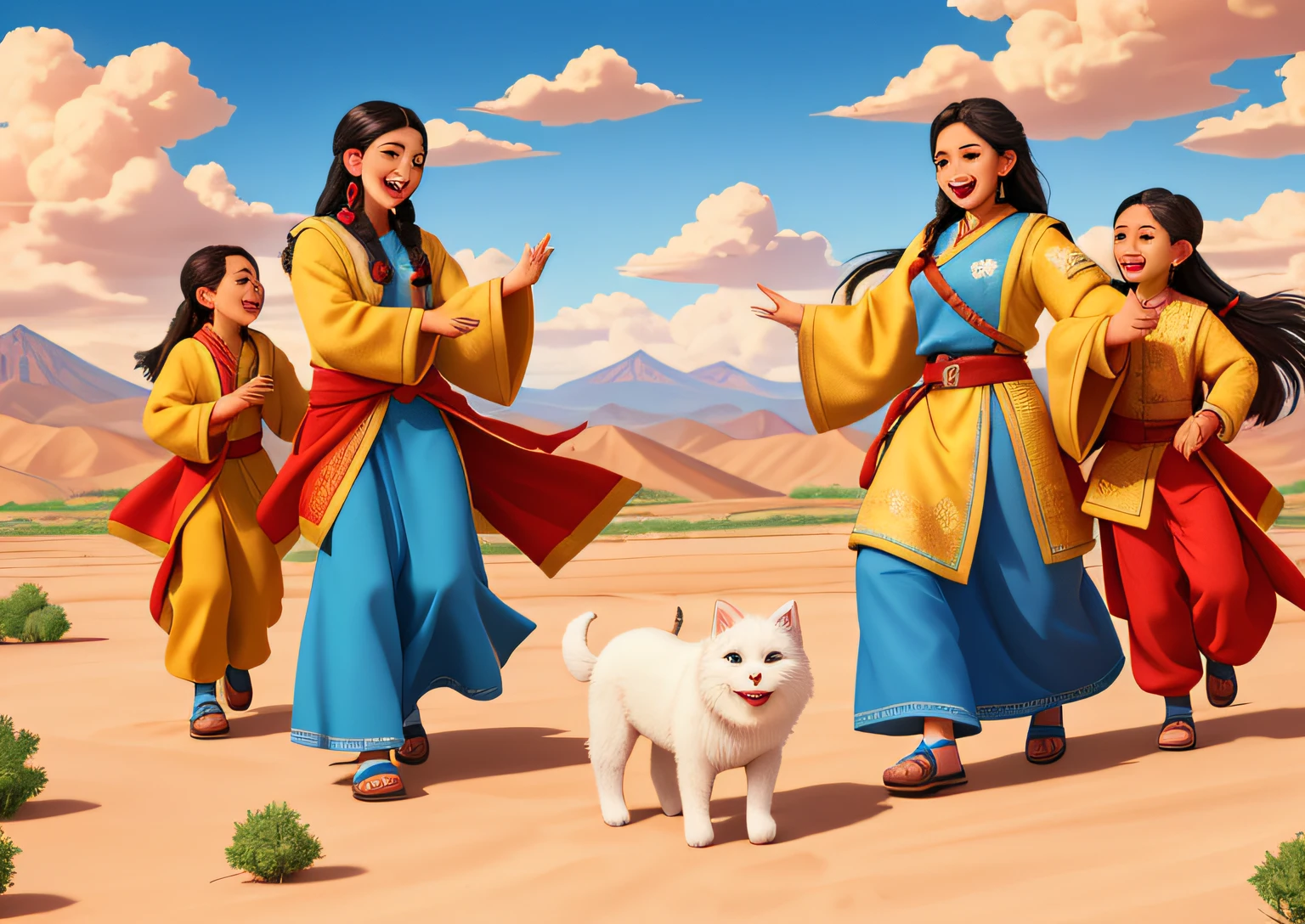 Covered with,Family of 4,Covered with,elated,having fun,Happy,minority,illuminations,HD 4K,Fine hair,high high quality,white backgrounid,Hands are very thin,exquisite facial features,good facial features,reasonable hands