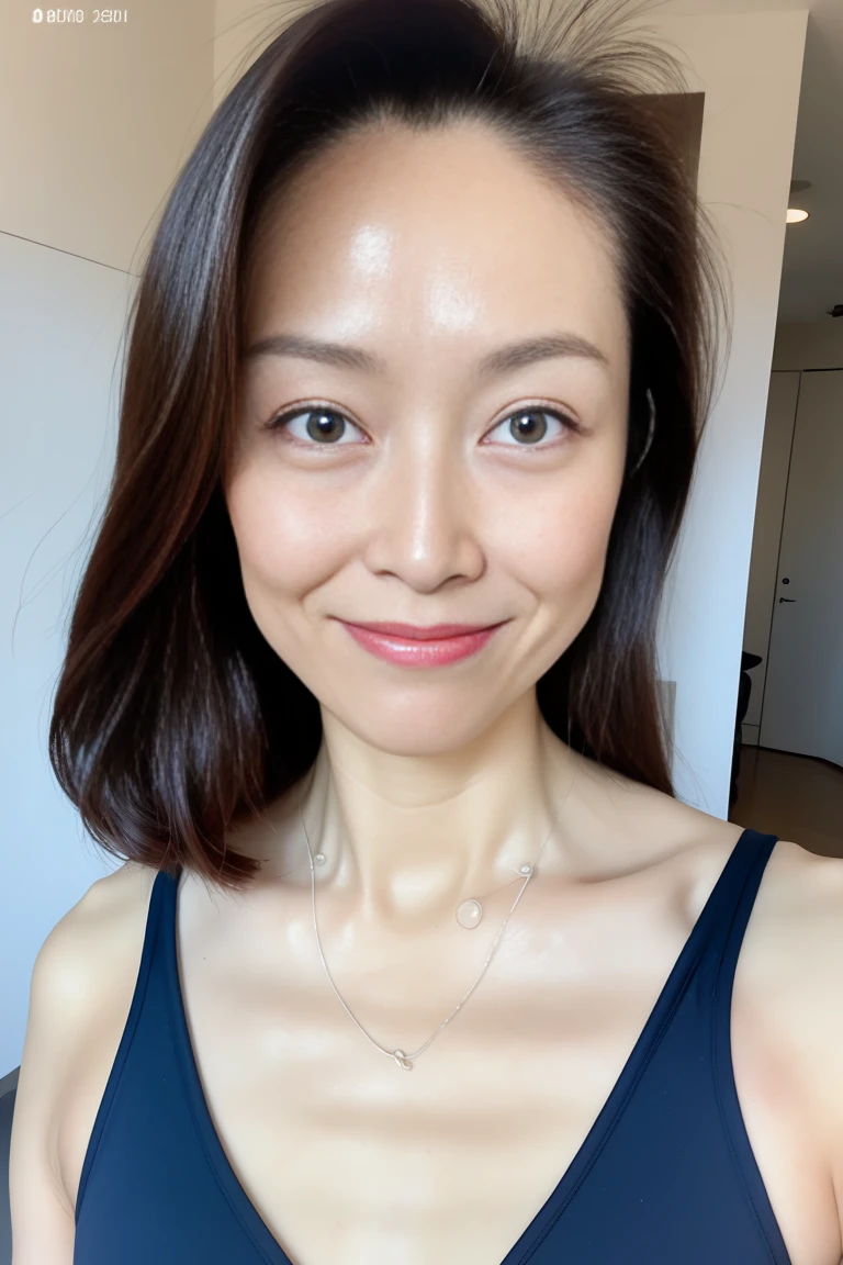 (Best Quality,4K,超A high resolution:1.2),(Mature Japan women), granny,(long white hair,),(Big smile),(((99-year-old woman))),(nasolabial folds),((wrinkled)),((body wrinkles)),(acnes), Fine wrinkles, Detailed skin texture),(small saggy breasts),(saggy hips),(Navy blue school swimsuit),(((Full-body image))),(hands behind the back),a necklace