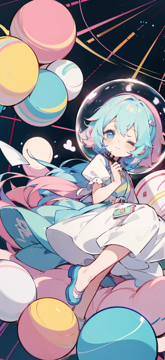(Chibi:1.5), Chibi Character, Deformed, Cute little girl s, Happy, Shy, Maid Clothes Anime, Manga, Illustration, Fantasy
