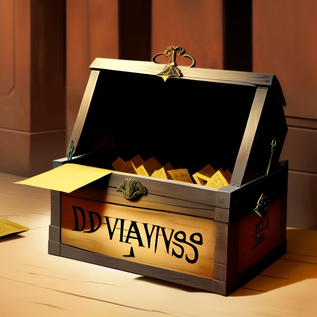 Make a sign that reads "The DEVILS Box".