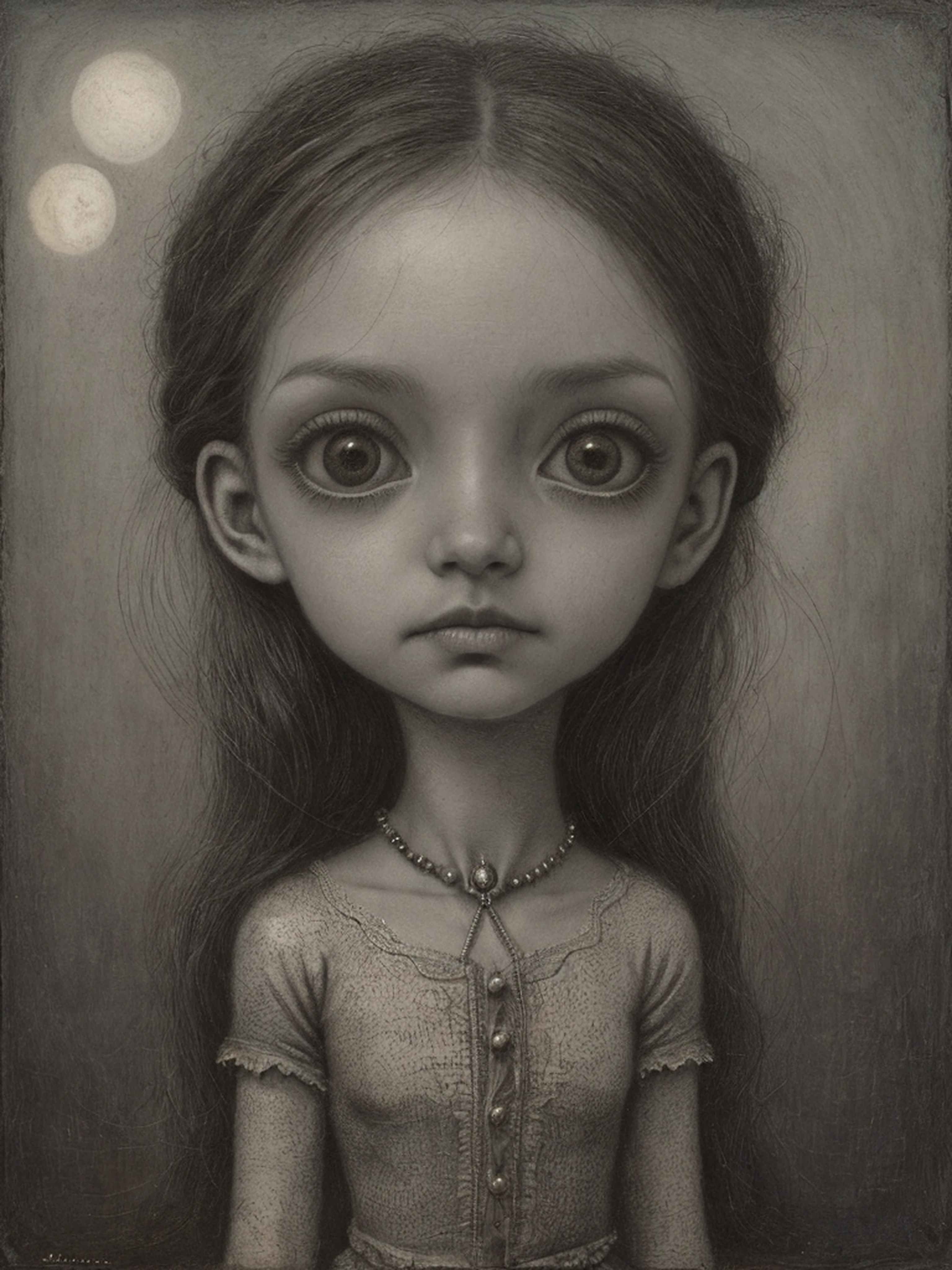 Un primer plano de un dibujo de una hermosa mujer, inspirado en Santiago Caruso, inspirado por Alfred Kubin, Estilo Mark Ryden, Mark Ryden en el estilo de, alien portrait, Old - Dark School Fantasy Art, Retrato de un duende, Anton Semenov, portrait of a space alien, Retrato de un extraterrestre, inspirado por William Stout