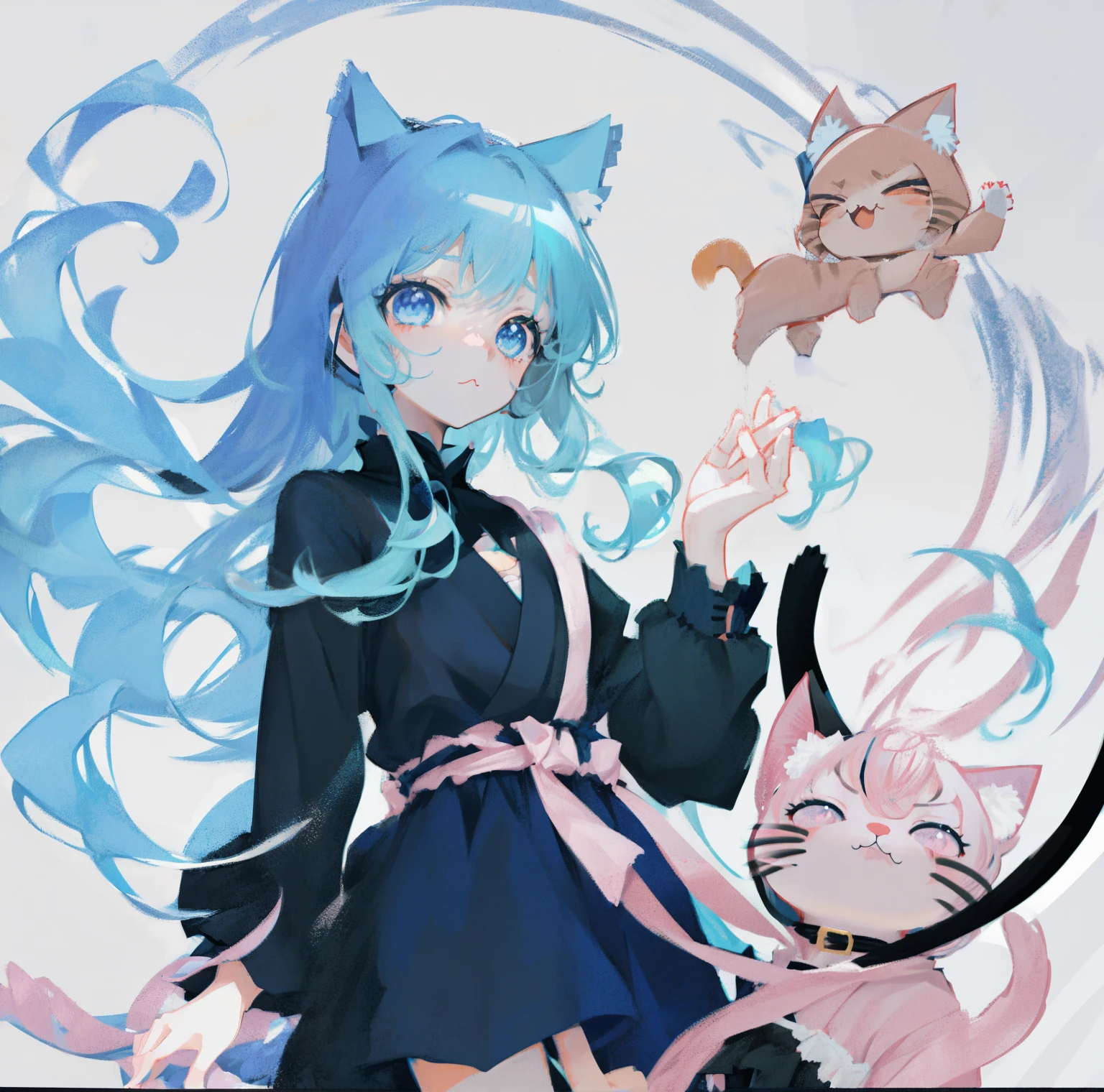 anime girl with blue hair and black dress with cat ears, anime girl with cat ears, cute anime catgirl, anime catgirl, anime moe artstyle, very beautiful anime cat girl, beautiful anime catgirl, anime cat, (anime girl), anime style 4 k, digital anime art!!, anime style. 8k, girl with cat ears, anime artstyle